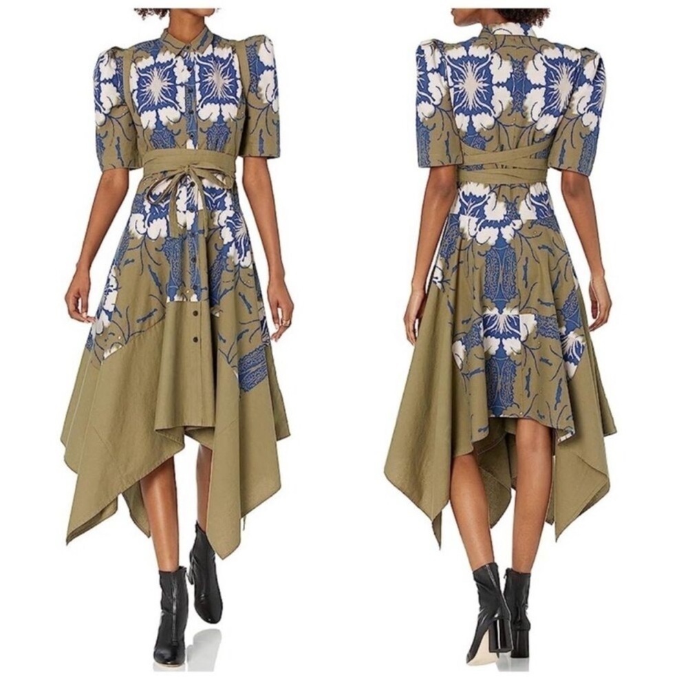 Making The Cut Gary Self Tie Dress Faded Army Royal Blue NWT Size XS